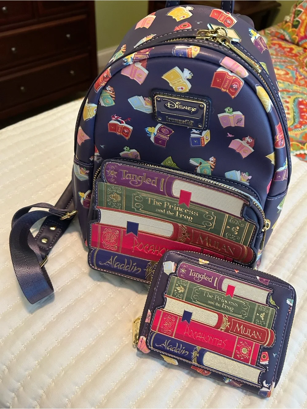 Disney Loungefly Princess Storybook Backpack and Wallet Set